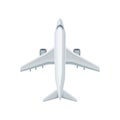 Flat vector icon of plane with two jet engines. Large air transport. Airline for transporting passengers or cargo Royalty Free Stock Photo