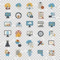 Colorful icons representing business analytics and cloud computing services Royalty Free Stock Photo