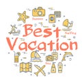 Colorful icons in summer best vacation theme