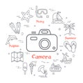 Colorful icons in summer holidays - photographic camera