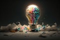 Colorful idea concept, art illustration with dynamic colors in lightbulb Royalty Free Stock Photo