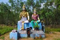 Colorful idols of Indian god and goddess, on the way to Kumbakonam, Tamil Nadu, India