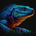 colorful iguana on a black background. 3d illustration. Royalty Free Stock Photo