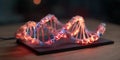 colorful, fluorescent model of the DNA double helix. Royalty Free Stock Photo