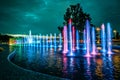 Colorful musical fountain in Warsaw Royalty Free Stock Photo