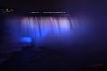 Colorful illuminated Niagara Waterfalls at night in Ontario, Canada Royalty Free Stock Photo