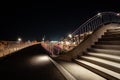 Colorful illuminated walkway inHarlingen with strap and metal si Royalty Free Stock Photo