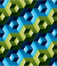 Colorful illusive abstract geometric seamless pattern, 3d