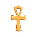 Colorful illustration of Ankh. Sign of ancient Egyptian. Cartoon icon of golden cross. Symbol of life. Graphic element