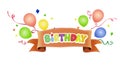 Colorful illustration balloons - Happy birthday background. Royalty Free Stock Photo