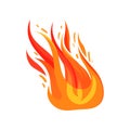 Flat vector icon of blazing fire. Bright red-orange flame. Symbol of hot temperature and danger Royalty Free Stock Photo