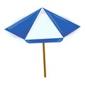 Colorful illustration of a blue and white striped cartoon beach umbrella, isolated on white Royalty Free Stock Photo