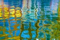 Colorful illustration of the buildings reflection along the canal in Amsterdam in the autumn