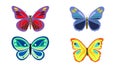 Colorful illustration of butterflies with patterned wings isolated on a white background