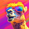 Colorful illustration of camel wearing glasses in disco dancing style Royalty Free Stock Photo