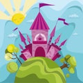 Colorful illustration with a castle