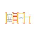 Flat vector icon of children s playground with climbing net, rings, swedish ladder. Play area for kids. Equipment for Royalty Free Stock Photo