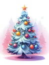 Colorful illustration, Christmas tree.Christmas banner with space for your own content Royalty Free Stock Photo