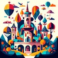 Colorful illustration of the city of Istanbul, Turkey. Colorful vector illustration. Generative AI