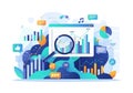 Colorful illustration of data analytics. Features a magnifying glass Royalty Free Stock Photo