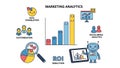 Marketing Analytics Illustration Data Visualization, ROI, Social Media Royalty Free Stock Photo