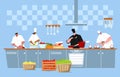 Vector illustration of the cooking in a kitchen