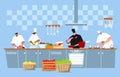 Vector illustration of the cooking in a kitchen