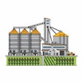 Grain elevator with crops and truck Royalty Free Stock Photo