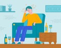 Vector flat illustration of a alcohol hangover Royalty Free Stock Photo