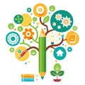 Creative Growth: A Tree of Ideas, Knowledge, and Learning Concept Royalty Free Stock Photo