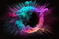 Colorful illustration of a dust explosion in a realistic style in 3D