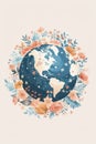 Floral Earth Globe, Eco-Friendly Planet Decorated with Blooming Flowers Royalty Free Stock Photo