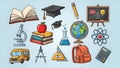 Education Illustration School Supplies, Learning, Back to School Royalty Free Stock Photo