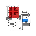 Colorful illustration about English in modern outline style. College subject icon. Royalty Free Stock Photo