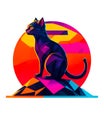 colorful illustration of a fantastic cat in polygon art style Royalty Free Stock Photo