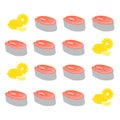 Colorful illustration of fish, cut into pieces and lemon Royalty Free Stock Photo