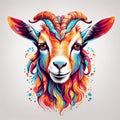 colorful illustration head of goat Royalty Free Stock Photo