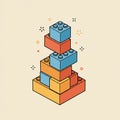 A colorful illustration of interlocking toy bricks forming a tower. The tower features Royalty Free Stock Photo