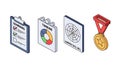 A colorful illustration of learning and skill development icons on a white background Royalty Free Stock Photo
