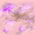 Colorful illustration in light purple, blue, pink a little cute fluffy African animal leopard