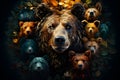 Colorful Illustration of Mother Bear and Bear Cubs Protecting Their Habitats