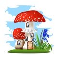 Colorful illustration of a mushroom house with a red roof Royalty Free Stock Photo