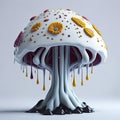 paint dripping from white mushroom .