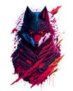 colorful illustration of a ninja warrior wolf