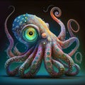 Colorful illustration of big eye octopus Royalty Free Stock Photo