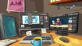 Colorful image of professional digital artist workspace