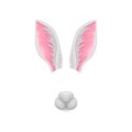 Rabbit s long ears and cute nose. Funny muzzle of little bunny. Element of carnival costume. Detailed flat vector design