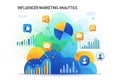 Colorful illustration representing influencer marketing analytics. Royalty Free Stock Photo