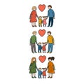 Colorful Illustration Set of Different Family