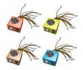 Colorful Illustration Set of Power Supply Box Royalty Free Stock Photo